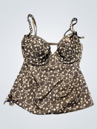 Brown Floral Pattern Bra