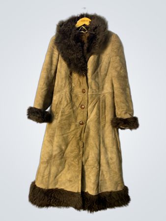 Brown Suede and Fur Trimmed Coat