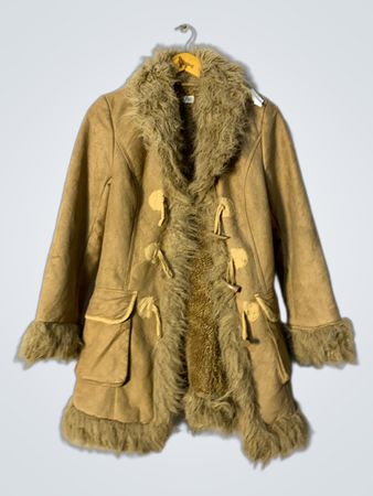 Brown Faux Fur Trimmed Coat