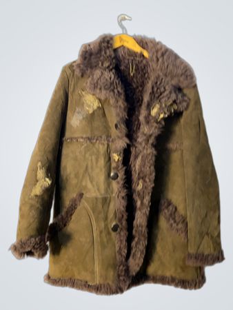 Brown Suede Shearling Coat