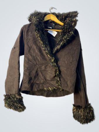 Brown Faux Fur Trimmed Jacket