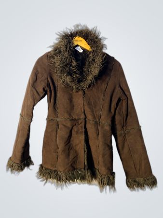 Brown Faux Fur Trimmed Jacket