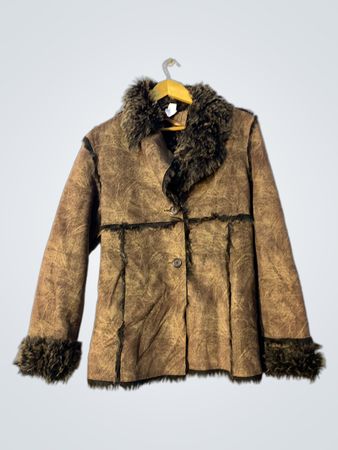 Brown Faux Fur Trimmed Jacket