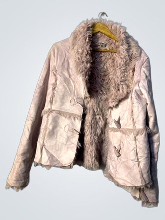 Pink Faux Fur Trimmed Jacket