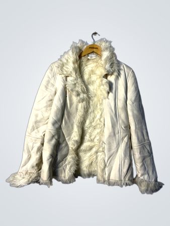 White faux fur lined jacket