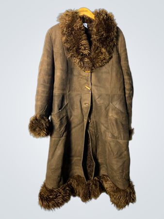 Brown Suede Shearling Coat