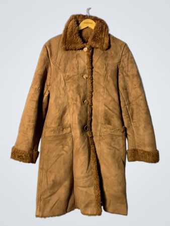 Brown Faux Suede Shearling Lined Coat