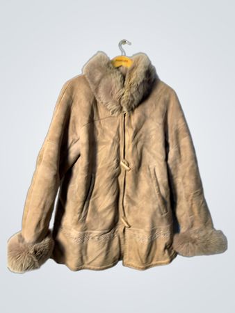 Shearling Coat with Fur Trim
