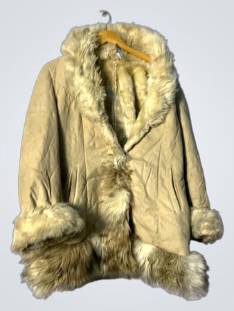 Beige Fur Trimmed Coat