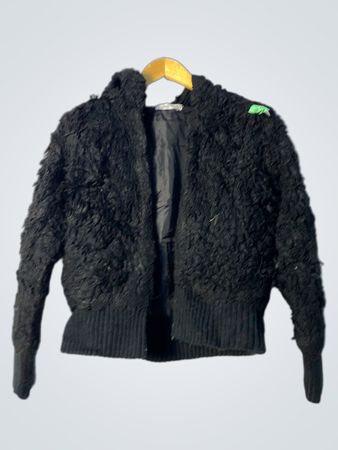 Black Fuzzy Jacket with Hood
