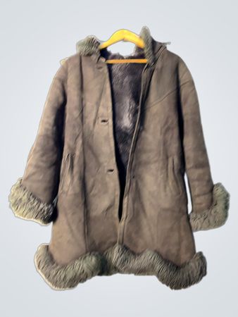 Brown Coat with Fur Trim