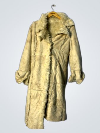 Beige Faux Fur Trimmed Coat