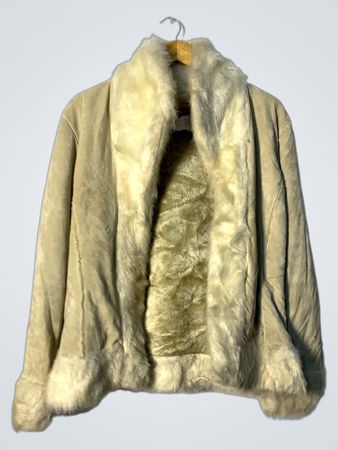 Beige Suede and Fur Trimmed Jacket