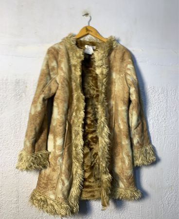 Brown and Tan Faux Fur Trimmed Coat