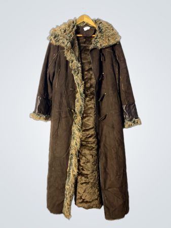 Brown Faux Fur Lined Long Coat