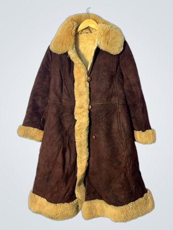 Brown Suede Shearling Lined Coat