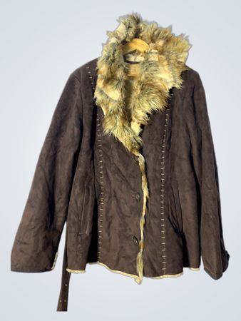 Brown Faux Fur Trimmed Jacket