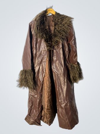 Brown Faux Fur Trimmed Coat