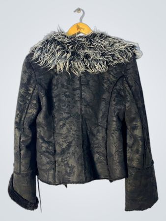 Black faux fur trimmed jacket