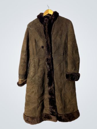 Brown Suede and Fur Trimmed Coat