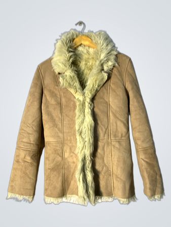 Tan Suede Jacket with Fur Trim