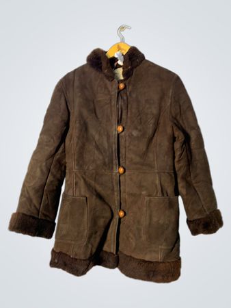 Brown Suede and Fur Trimmed Coat