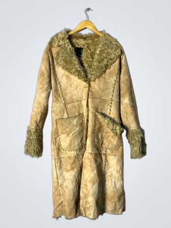 Shearling Trimmed Suede Coat