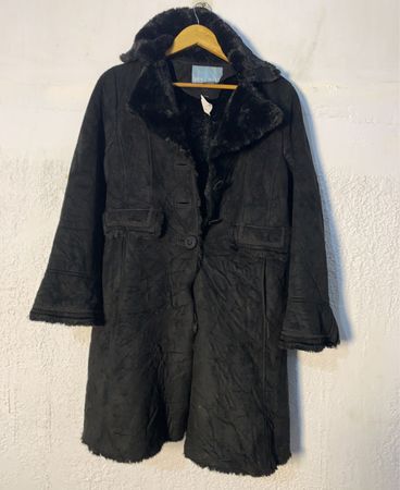 Black Faux Fur Trimmed Coat
