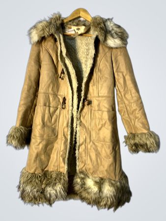 Tan Faux Fur Trimmed Coat