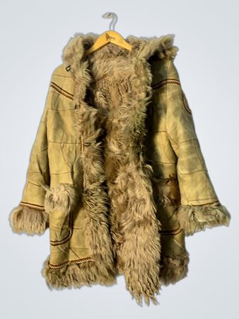 Shearling Coat with Fur Trim