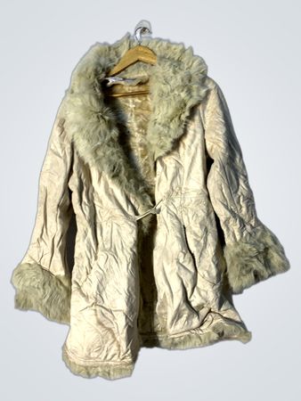 Cream Faux Fur Trimmed Coat