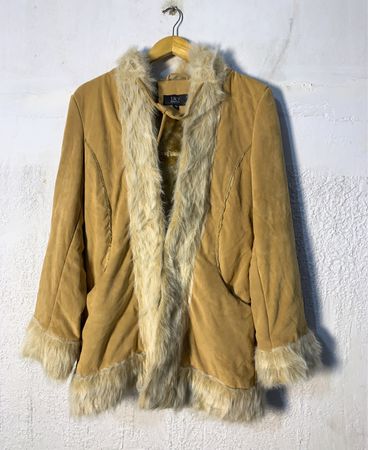 JNY Women's Faux Fur Trimmed Suede Jacket