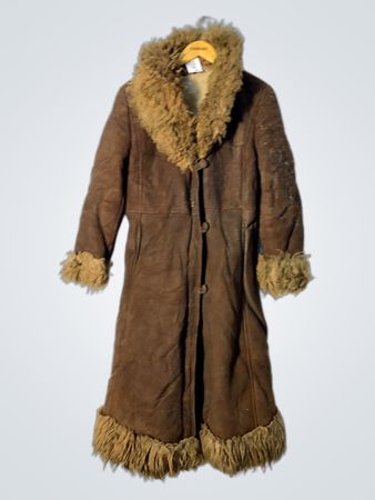 Brown Suede Shearling Coat