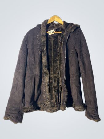Brown Faux Fur Lined Hooded Jacket