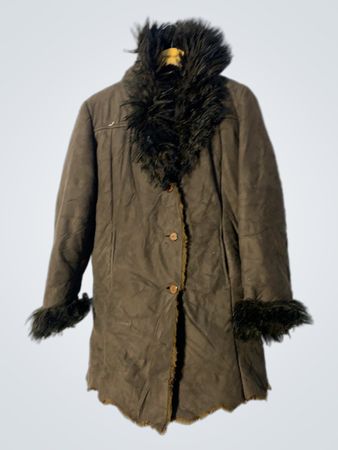 Brown Faux Fur Trimmed Coat