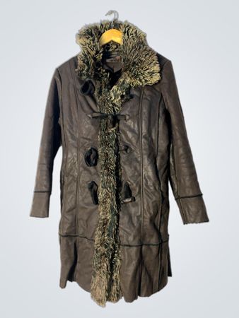 Brown Faux Fur Trimmed Duffle Coat
