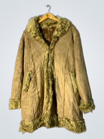 INSMART Women's Faux Fur Trimmed Suede Coat