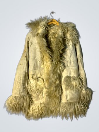 Cream Faux Fur Trimmed Coat