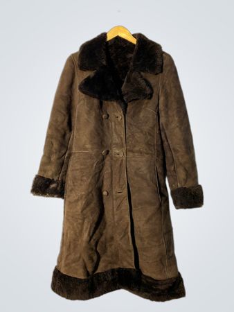 Brown Suede Shearling Coat