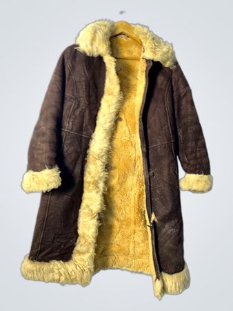 Brown Suede Shearling Lined Coat