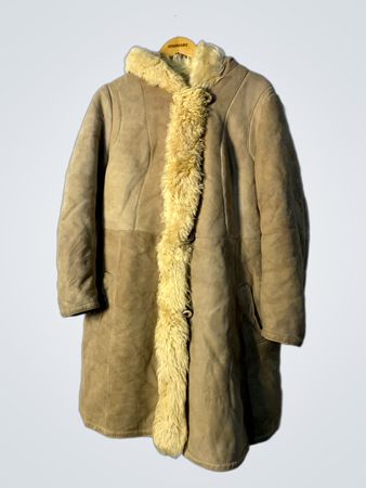 Shearling Coat with Fur Trim