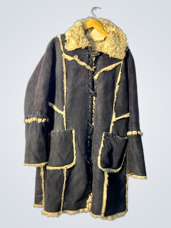 Black Suede Shearling Lined Coat