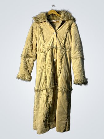 Tan Faux Fur Trimmed Long Coat