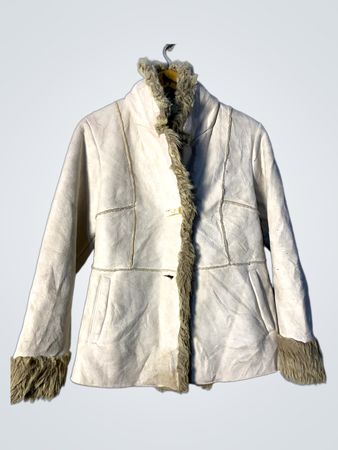 Cream Suede and Fur Trimmed Jacket
