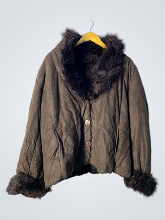 Brown Faux Fur Trimmed Jacket