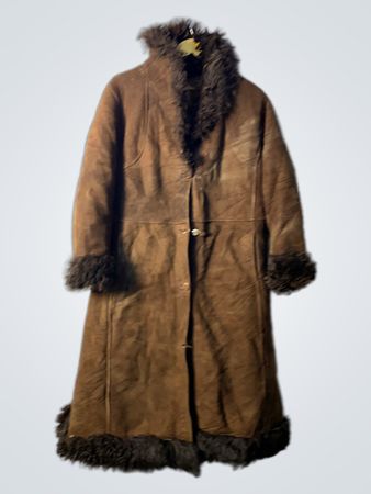Brown Suede Shearling Coat