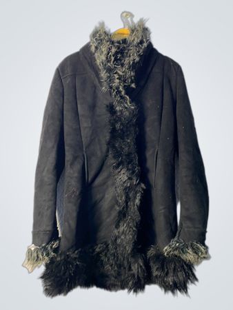 Black Faux Fur Trimmed Coat