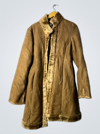 Brown Faux Fur Trimmed Coat