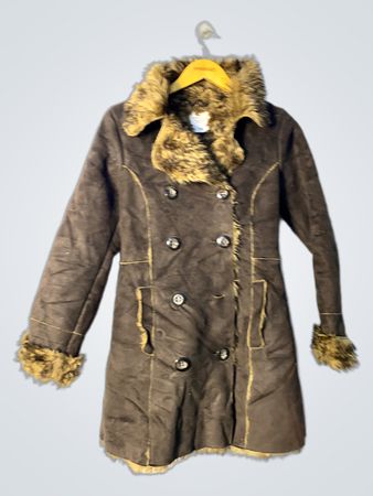 Brown Faux Fur Trimmed Coat