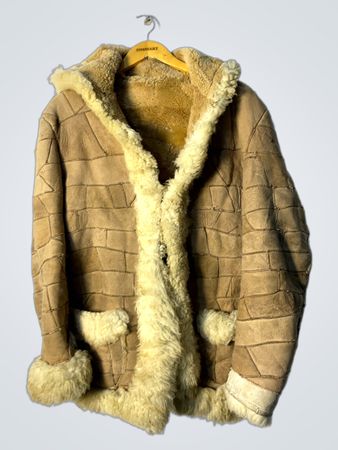 Brown Suede Sheepskin Lined Hooded Jacket